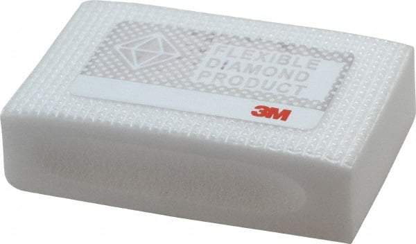 3M - Extra Fine Grade, 20 Grit, Diamond Hand Pad - White, 2-1/4" Wide x 3-3/4" Long, Coated - Eagle Tool & Supply