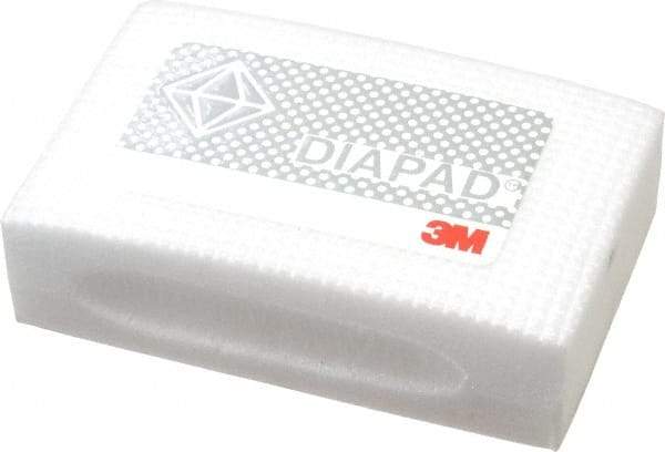 3M - Extra Fine Grade, 30 Grit, Diamond Hand Pad - White & Yellow, 2-1/4" Wide x 3-3/4" Long, Coated - Eagle Tool & Supply