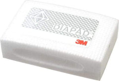 3M - Extra Fine Grade, 30 Grit, Diamond Hand Pad - White & Yellow, 2-1/4" Wide x 3-3/4" Long, Coated - Eagle Tool & Supply