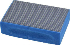 3M - Super Fine Grade, 10 Grit, Diamond Hand Pad - Blue, 2-1/4" Wide x 3-3/4" Long, Coated - Eagle Tool & Supply