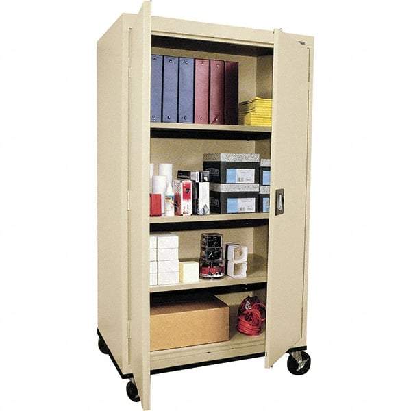 Sandusky Lee - 4 Shelf Mobile Cabinet - 36" Wide x 24" Deep x 66" High, Steel, Putty - Eagle Tool & Supply