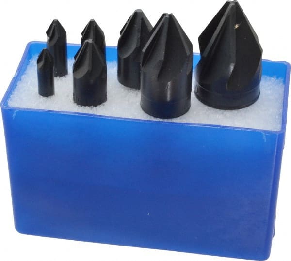M.A. Ford - 7 Piece, 1/4 to 1" Head Diam, 60° Included Angle, Single End Countersink Set - Eagle Tool & Supply