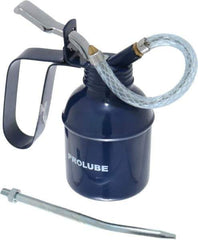 PRO-LUBE - 200 mL Capcity, 6" Long Flexible Spout, Lever-Type Oiler - Brass Pump, Steel Body, Powder Coated - Eagle Tool & Supply