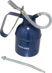 PRO-LUBE - 300 mL Capcity, 6" Long Flexible Spout, Lever-Type Oiler - Brass Pump, Steel Body, Powder Coated - Eagle Tool & Supply