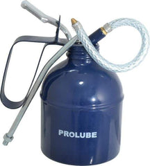 PRO-LUBE - 500 mL Capcity, 7" Long Flexible Spout, Lever-Type Oiler - Brass Pump, Steel Body, Powder Coated - Eagle Tool & Supply