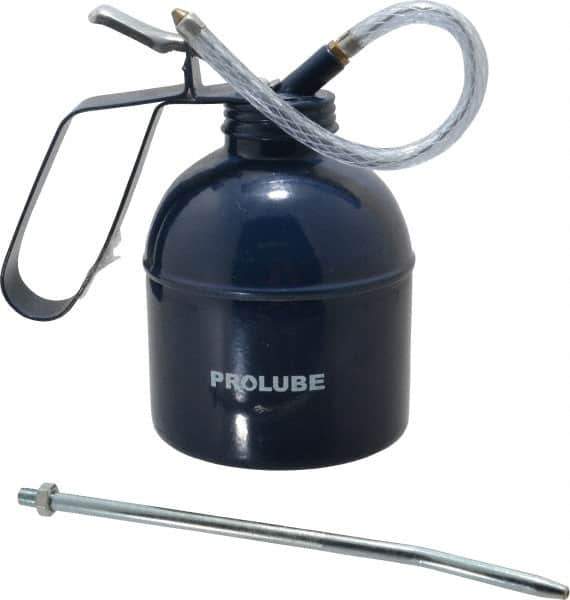 PRO-LUBE - 1,000 mL Capcity, 8" Long Flexible Spout, Lever-Type Oiler - Brass Pump, Steel Body, Powder Coated - Eagle Tool & Supply