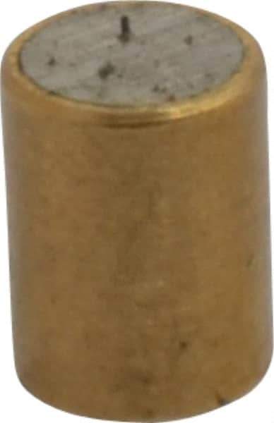 Mag-Mate - 3/16" Diam x 1/4" High, 0.02 Lb Average & 0.05 Lb Max Pull Force, Brass Alnico Shielded Magnet - 800°F Max Operating Temp, 0.018" Wall Thickness - Eagle Tool & Supply