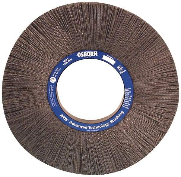 Osborn - 10" OD, 2" Arbor Hole, Crimped Nylon Wheel Brush - 1" Face Width, 2-1/16" Trim Length, 0.022" Filament Diam, 3,600 RPM - Eagle Tool & Supply