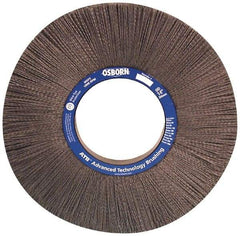 Osborn - 12" OD, 4-1/4" Arbor Hole, Crimped Nylon Wheel Brush - 1" Face Width, 3" Trim Length, 0.022" Filament Diam, 1,800 RPM - Eagle Tool & Supply