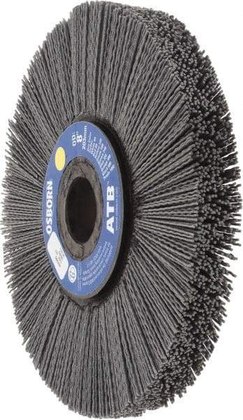 Osborn - 8" OD, 1-1/4" Arbor Hole, Crimped Nylon Wheel Brush - 1" Face Width, 2-1/4" Trim Length, 0.04" Filament Diam, 3,600 RPM - Eagle Tool & Supply