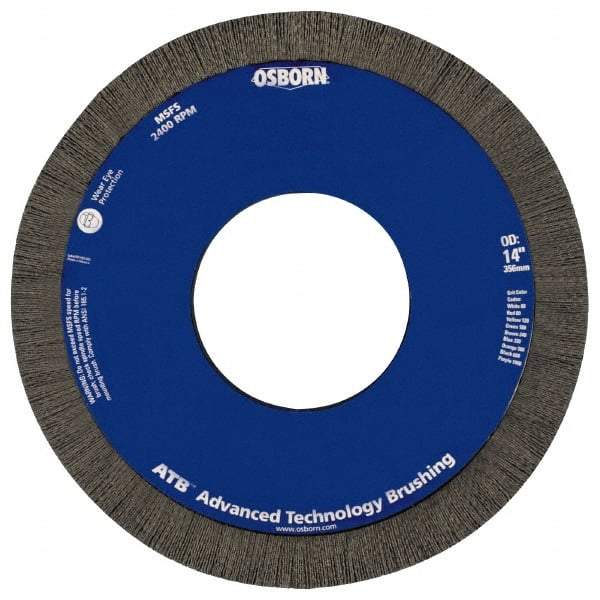 Osborn - 8" OD, 2" Arbor Hole, Crimped Nylon Wheel Brush - 1" Face Width, 1-1/4" Trim Length, 3,600 RPM - Eagle Tool & Supply