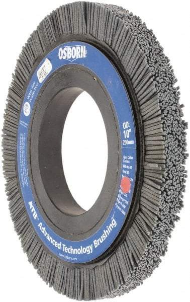 Osborn - 10" OD, 4-1/4" Arbor Hole, Crimped Nylon Wheel Brush - 1" Face Width, 1-1/4" Trim Length, 3,600 RPM - Eagle Tool & Supply