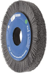 Osborn - 8" OD, 2" Arbor Hole, Crimped Nylon Wheel Brush - 1" Face Width, 1-1/4" Trim Length, 0.035" Filament Diam, 3,600 RPM - Eagle Tool & Supply