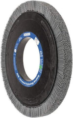 Osborn - 14" OD, 5-1/4" Arbor Hole, Crimped Nylon Wheel Brush - 1" Face Width, 1-1/4" Trim Length, 0.035" Filament Diam, 1,800 RPM - Eagle Tool & Supply