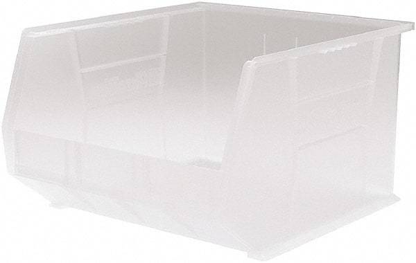 Akro-Mils - 75 Lb. Load Capacity, 18" Deep, Clear Polymer Hopper Stacking Bin - 11" High x 16-1/2" Wide x 18" Long - Eagle Tool & Supply