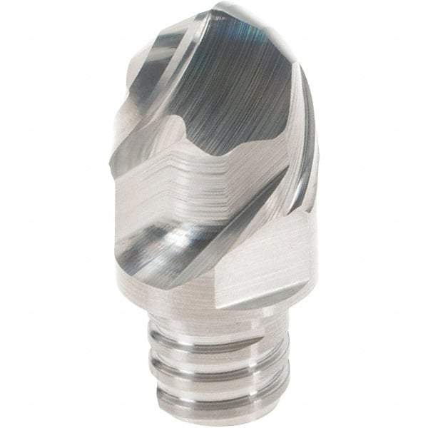 Iscar - MM EBAT08 IC08 Grade Carbide Ball Nose Milling Tip Insert - Uncoated, 2 Flutes, 12mm Cut Diam, 9mm Depth of Cut, 16.5mm Extension, 0.235" Cnr Rad, 45° Helix Angle - Eagle Tool & Supply