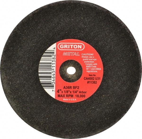 Made in USA - 4" 36 Grit Aluminum Oxide Cutoff Wheel - 1/8" Thick, 1/4" Arbor, 19,000 Max RPM, Use with Die Grinders - Eagle Tool & Supply