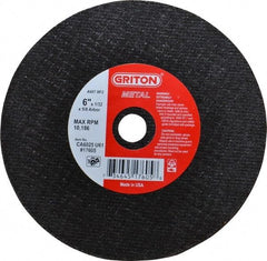 Value Collection - 6" 60 Grit Aluminum Oxide Cutoff Wheel - 1/32" Thick, 5/8" Arbor, 10,186 Max RPM, Use with Circular Saws - Eagle Tool & Supply