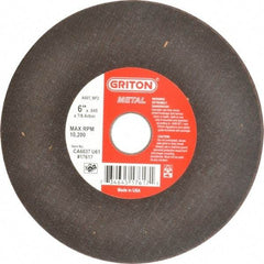 Made in USA - 6" 60 Grit Aluminum Oxide Cutoff Wheel - 0.045" Thick, 7/8" Arbor, 10,186 Max RPM, Use with Circular Saws - Eagle Tool & Supply