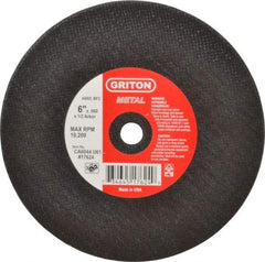 Made in USA - 6" 60 Grit Aluminum Oxide Cutoff Wheel - 0.06" Thick, 1/2" Arbor, 10,186 Max RPM, Use with Circular Saws - Eagle Tool & Supply