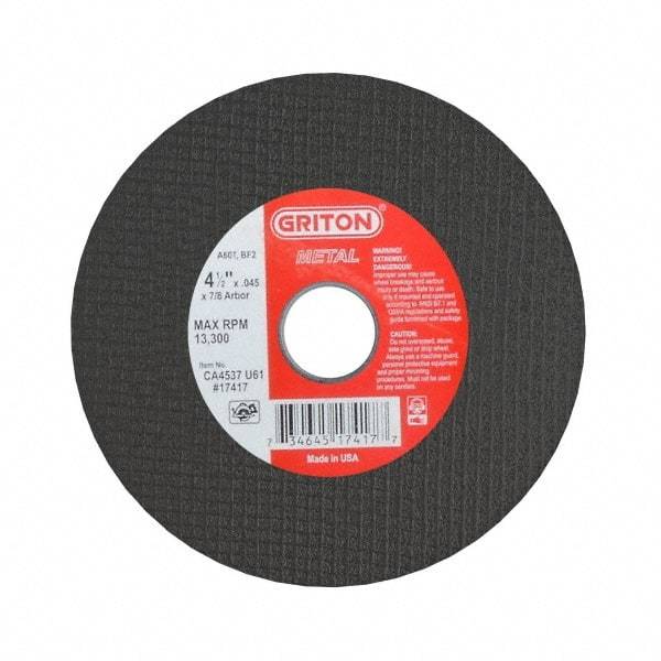 Made in USA - 6" 46 Grit Aluminum Oxide Cutoff Wheel - 1/16" Thick, 5/8" Arbor, 10,186 Max RPM, Use with Circular Saws - Eagle Tool & Supply