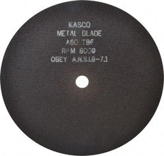 Made in USA - 8" 60 Grit Aluminum Oxide Cutoff Wheel - 1/32" Thick, 5/8" Arbor, 8,000 Max RPM, Use with Stationary Tools - Eagle Tool & Supply