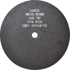 Made in USA - 8" 46 Grit Aluminum Oxide Cutoff Wheel - 1/16" Thick, 5/8" Arbor, 8,000 Max RPM, Use with Stationary Tools - Eagle Tool & Supply