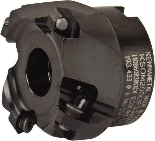 Kennametal - 2" Cut Diam, 3/4" Arbor Hole, 3.5mm Max Depth of Cut, 43° Indexable Chamfer & Angle Face Mill - 4 Inserts, OF.T 06L5... Insert, Right Hand Cut, 4 Flutes, Series KSOM Mini - Eagle Tool & Supply