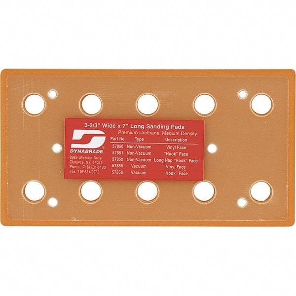 Dynabrade - 177.8 x 93.13mm Rectangular Adhesive/PSA Backing Pad - Screw Attachment, Vacuum Pad with Channel, 3/8" Thick, Medium Density - Eagle Tool & Supply