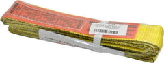 Lift-All - 4' Long x 2" Wide, 2,400 Lb Vertical Capacity, 1 Ply, Nylon Web Sling - 1,900 Lb Choker Capacity, Yellow - Eagle Tool & Supply