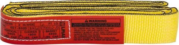 Lift-All - 6' Long x 2" Wide, 2,400 Lb Vertical Capacity, 1 Ply, Nylon Endless Web Sling - 1,900 Lb Choker Capacity, Yellow - Eagle Tool & Supply