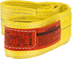 Lift-All - 4' Long x 3" Wide, 6,600 Lb Vertical Capacity, 2 Ply, Nylon Web Sling - 5,200 Lb Choker Capacity, Yellow - Eagle Tool & Supply