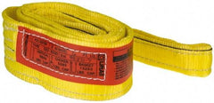 Lift-All - 6' Long x 3" Wide, 6,600 Lb Vertical Capacity, 2 Ply, Nylon Web Sling - 5,200 Lb Choker Capacity, Yellow - Eagle Tool & Supply
