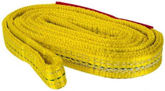 Lift-All - 5' Long x 1" Wide, 4,800 Lb Vertical Capacity, 2 Ply, Polyester Web Sling - 3,800 Lb Choker Capacity, Yellow - Eagle Tool & Supply