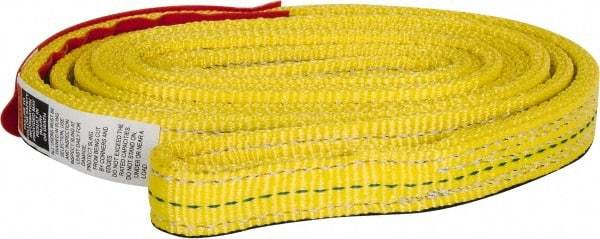 Lift-All - 6' Long x 1" Wide, 4,800 Lb Vertical Capacity, 2 Ply, Nylon Web Sling - 3,800 Lb Choker Capacity, Yellow - Eagle Tool & Supply