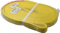 Lift-All - 10' Long x 1" Wide, 4,800 Lb Vertical Capacity, 2 Ply, Nylon Web Sling - 3,800 Lb Choker Capacity, Yellow - Eagle Tool & Supply