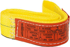 Lift-All - 3' Long x 2" Wide, 4,800 Lb Vertical Capacity, 1 Ply, Nylon Web Sling - 3,800 Lb Choker Capacity, Yellow - Eagle Tool & Supply