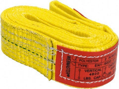Lift-All - 6' Long x 2" Wide, 4,800 Lb Vertical Capacity, 1 Ply, Nylon Web Sling - 3,800 Lb Choker Capacity, Yellow - Eagle Tool & Supply