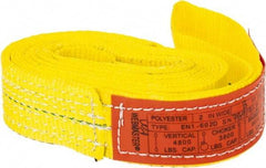 Lift-All - 8' Long x 2" Wide, 4,800 Lb Vertical Capacity, 1 Ply, Nylon Web Sling - 3,800 Lb Choker Capacity, Yellow - Eagle Tool & Supply