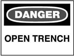 NMC - "Danger - Open Trench", 10" Long x 14" Wide, Aluminum Safety Sign - Rectangle, 0.04" Thick, Use for Accident Prevention - Eagle Tool & Supply