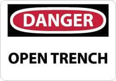 NMC - "Danger - Open Trench", 10" Long x 14" Wide, Rigid Plastic Safety Sign - Rectangle, 0.05" Thick, Use for Accident Prevention - Eagle Tool & Supply