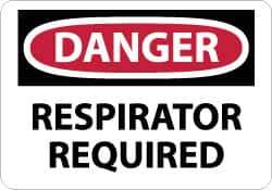 NMC - "Danger - Respirator Required", 10" Long x 14" Wide, Rigid Plastic Safety Sign - Rectangle, 0.05" Thick, Use for Accident Prevention - Eagle Tool & Supply