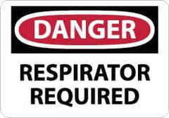 NMC - "Danger - Respirator Required", 7" Long x 10" Wide, Rigid Plastic Safety Sign - Rectangle, 0.05" Thick, Use for Accident Prevention - Eagle Tool & Supply
