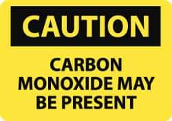 NMC - "Caution - Carbon Monoxide May Be Present", 10" Long x 14" Wide, Pressure-Sensitive Vinyl Safety Sign - Rectangle, 0.004" Thick, Use for Hazardous Materials - Eagle Tool & Supply