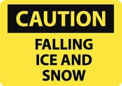 NMC - "Caution - Falling Ice and Snow", 10" Long x 14" Wide, Aluminum Safety Sign - Rectangle, 0.04" Thick, Use for Accident Prevention - Eagle Tool & Supply