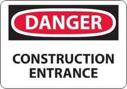 NMC - "Danger - Construction Entrance", 14" Long x 20" Wide, Aluminum Safety Sign - Rectangle, 0.04" Thick, Use for Security & Admittance - Eagle Tool & Supply