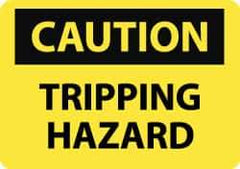 NMC - "Caution - Tripping Hazard", 10" Long x 14" Wide, Pressure-Sensitive Vinyl Safety Sign - Rectangle, 0.004" Thick, Use for Accident Prevention - Eagle Tool & Supply