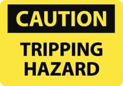 NMC - "Caution - Tripping Hazard", 10" Long x 14" Wide, Aluminum Safety Sign - Rectangle, 0.04" Thick, Use for Accident Prevention - Eagle Tool & Supply