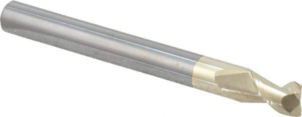 Accupro - 1/4", 3/8" LOC, 1/4" Shank Diam, 2-1/2" OAL, 2 Flute, Solid Carbide Square End Mill - Single End, ZrN Finish, Spiral Flute, 45° Helix, Centercutting, Right Hand Cut, Right Hand Flute - Eagle Tool & Supply