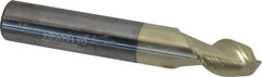 Accupro - 13/32", 9/16" LOC, 7/16" Shank Diam, 2-3/4" OAL, 2 Flute, Solid Carbide Square End Mill - Single End, ZrN Finish, Spiral Flute, 45° Helix, Centercutting, Right Hand Cut, Right Hand Flute - Eagle Tool & Supply